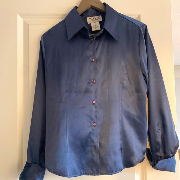 SATIN STYLE BLOUSE VINTAGE -FITS SIZE 4-6 - Picture 1 of 4